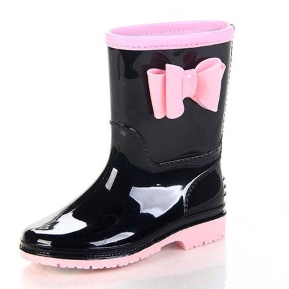 Girls Black/Pink Raining Boots